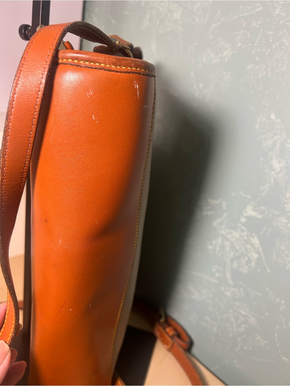 Dooney & Bourke Taupe Crossbody with Brown Leather Trim - Picture 7 of 8